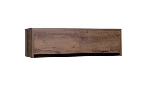Denver sienas skapis, 120 cm, klostera ozols/melns spīdums, minimālistisks dizains, stilīga, vienkārša mēbeļu forma, rievoti rokturi