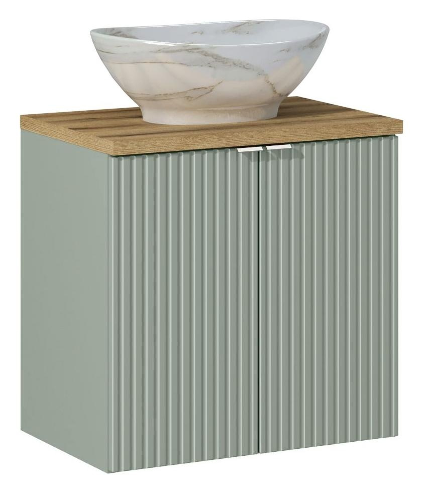 Pati Line Reed Green 60 cm ozolkoka darba virsma un tualetes skapītis ar durvīm