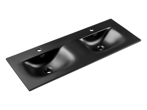Keramikas mēbeļu izlietne, dubultā bļoda, 120 cm, SKY 1 BLACK MATT, 120D, E-8099-120D, matēti melna