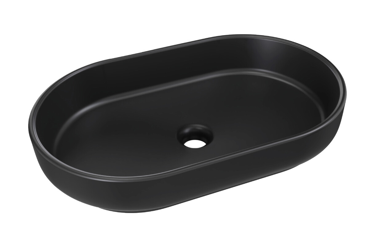 Keramikas izlietne uz virsmas RIVER 2 BLACK MATT UN 55 (E-6594) Matēti melna