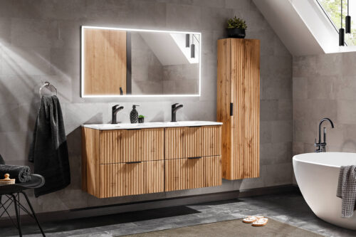 120 cm ADEL OAK dubultais skapītis ar SKY120 izlietnes komplektu