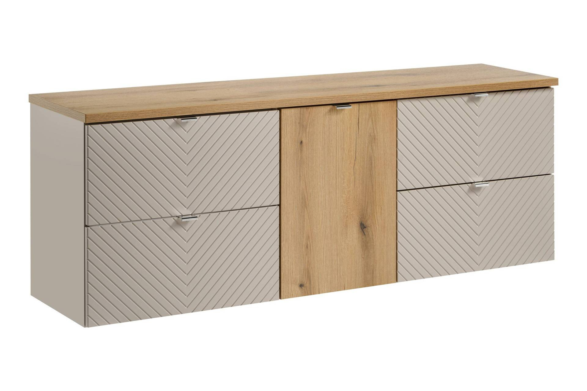 2 izlietnes skapīšu komplekts, 2S, 60 cm, ar darba virsmu un skapi ar grozu, 40 cm, Viva Cashmere Oak Coast Evoke