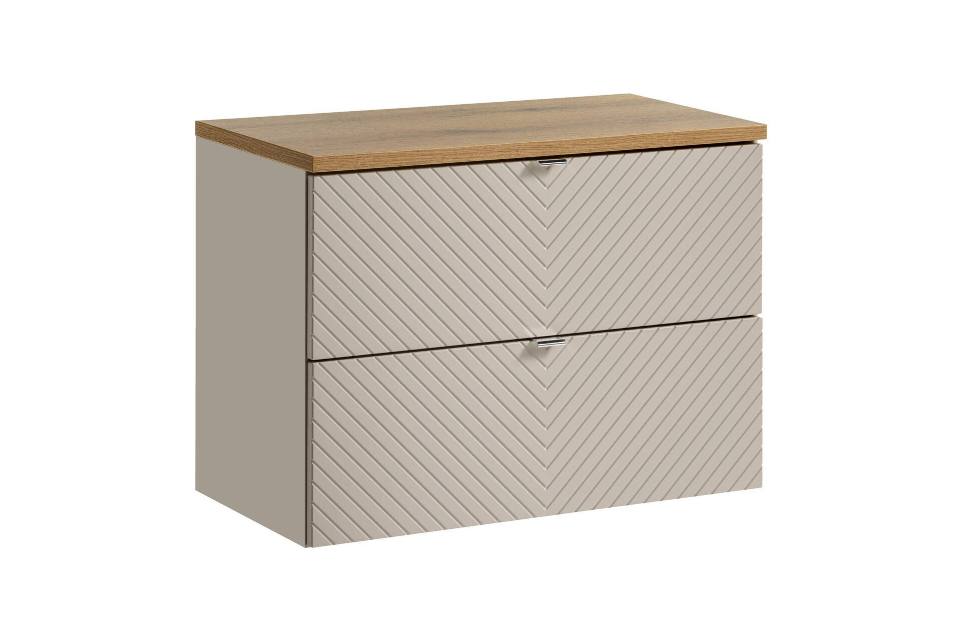 Izlietnes skapīšu komplekts ar 2 atvilktnēm, 80 cm, ar darba virsmu, Viva Cashmere Oak Coast Evoke