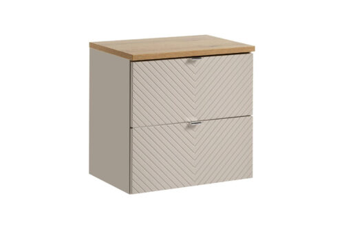 Viva Cashmere Coast Evoke Oak vannas istabas skapītis ar darba virsmu un 2 atvilktnēm, 60 cm