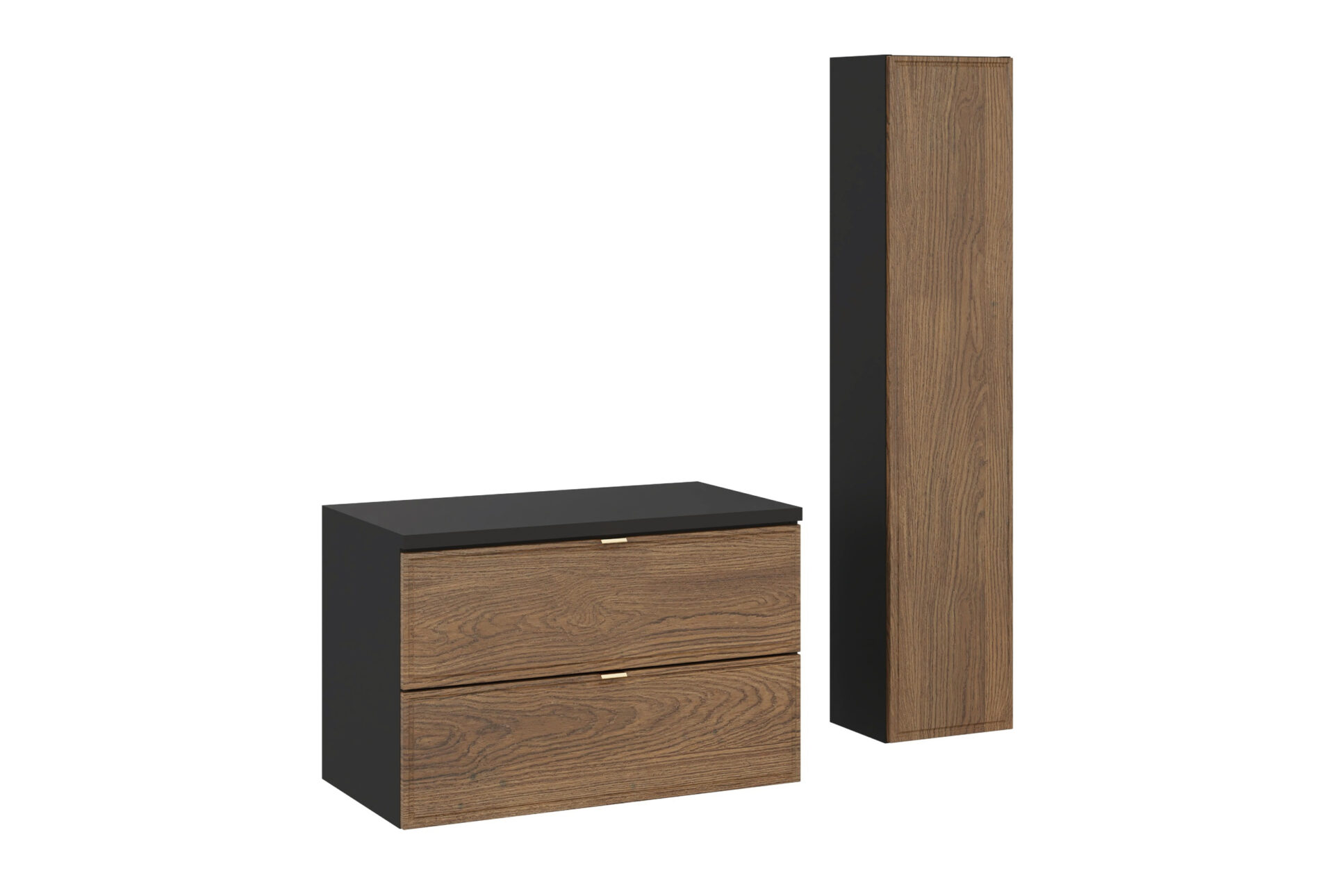 Izlietnes skapīšu komplekts ar 80 cm darba virsmu un augsto jostasvietu "Casella Matte Black"