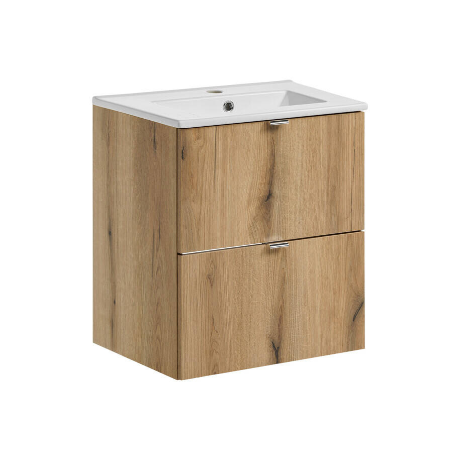 Izlietnes skapīšu mēbeļu komplekts, 50 cm, Nova Oak, Cost Evoke, balts, spīdīgs