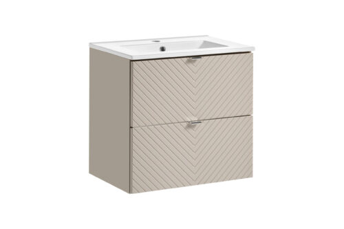 Vannas istabas skapītis ar izlietni, 60 cm, 2 atvilktnes, Viva Cashmere