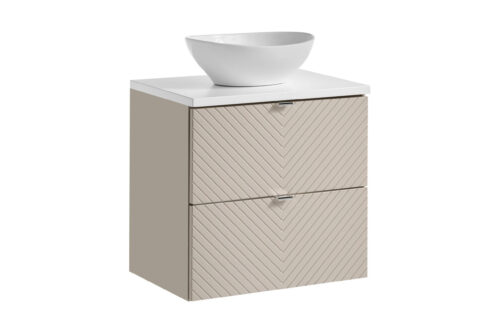 Skapītis ar izlietni un darba virsmu ar 2 atvilktnēm, 60 cm, Viva Cashmere White