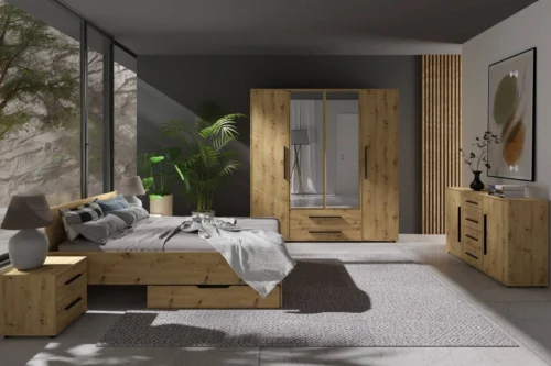 Maxione ozolkoka roku darbs guļamistabas mēbeļu komplekts, elegantas un daudzpusīgas guļamistabas mēbeles, gaumīgi rokturi, augstas kvalitātes ražošana