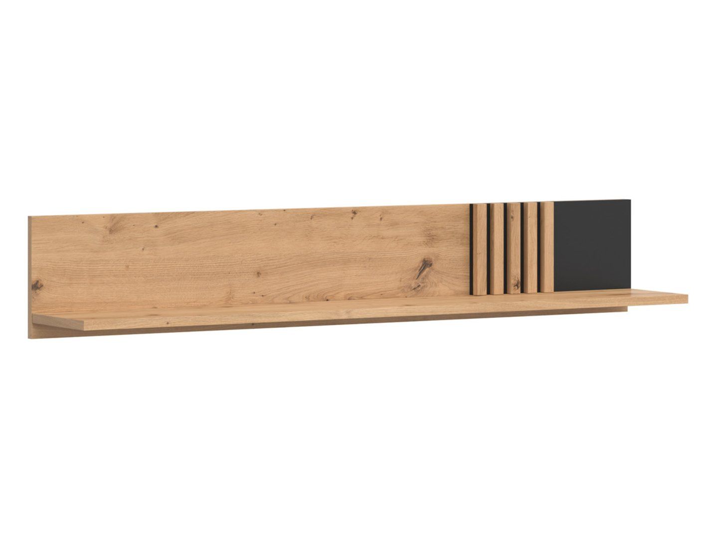 Vabres piekarināms sienas plaukts 135 cm, mākslinieciskas ozolkoka līstes