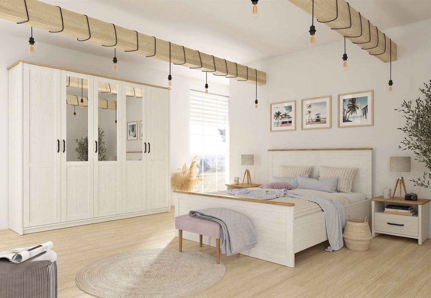 83 cm plaukti LOKSA bīdāmajiem skapjiem, Andersen priede, balta — изображение 4