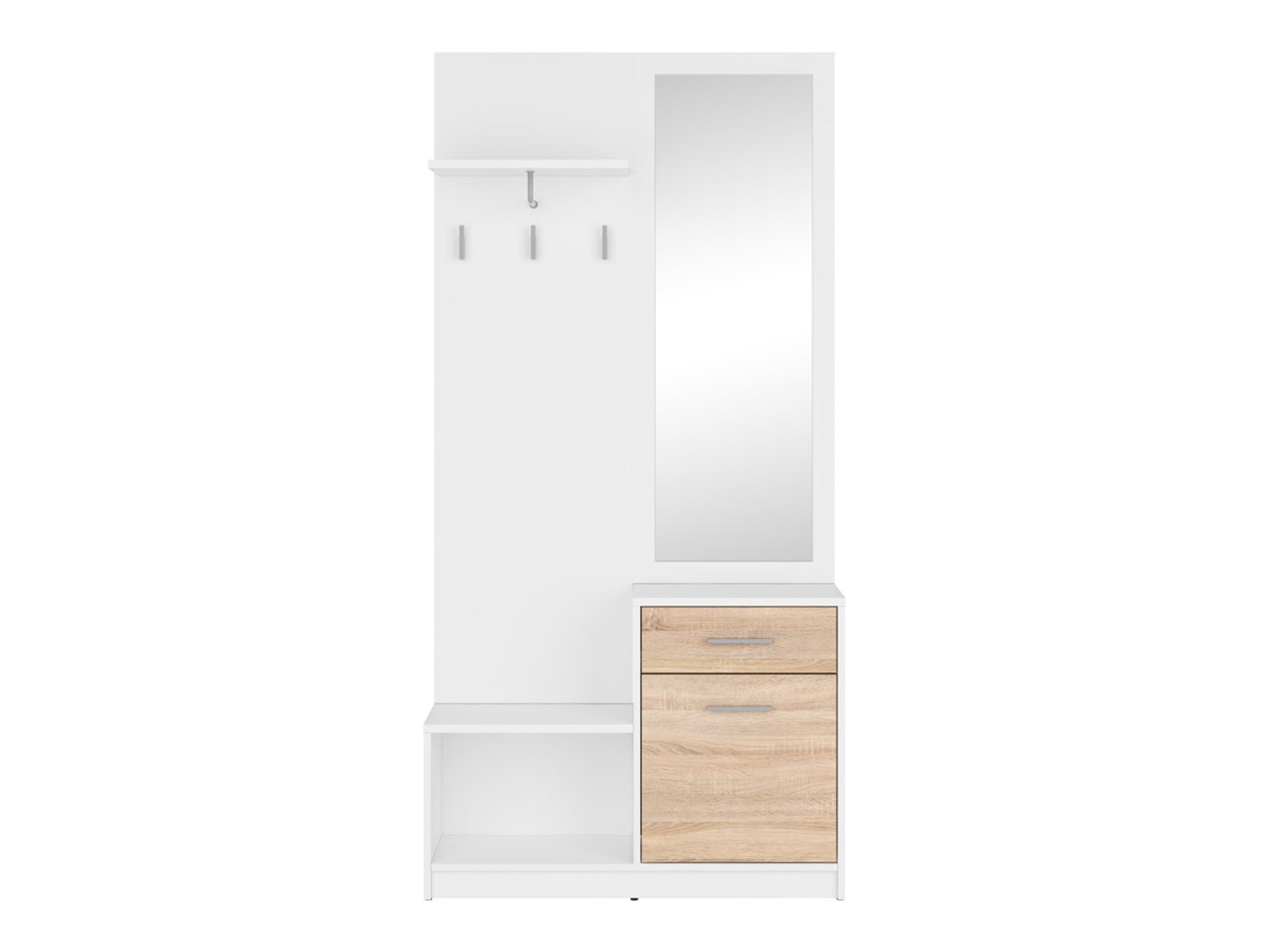 NEPO PLUS Priekšnams 90 cm baltā krāsā/sonoma ozolkoka krāsā — 2 attēls