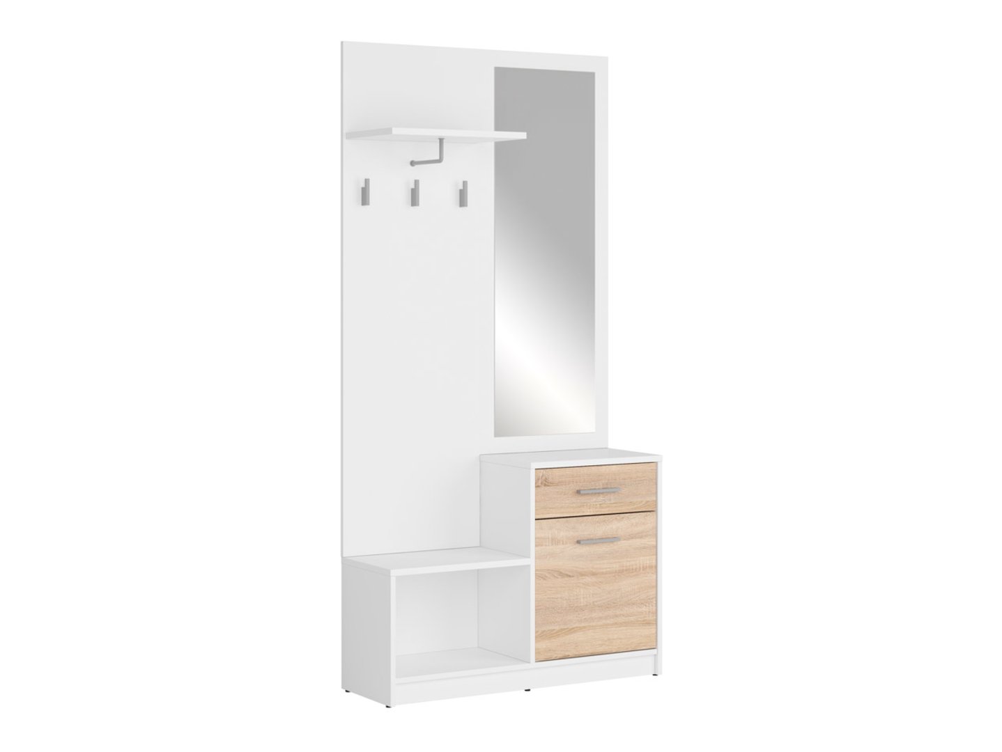 NEPO PLUS Priekšnams 90 cm baltā krāsā/sonoma ozolkoka krāsā
