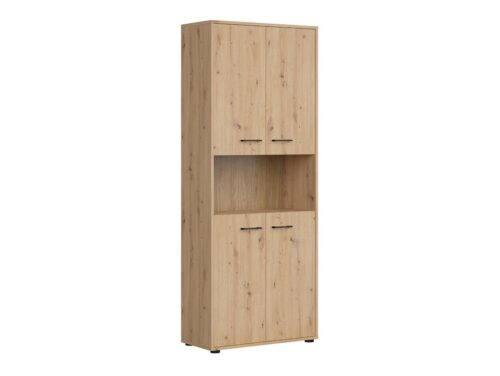 SPACE OFFICE grāmatu plaukts ar 4 durvīm, 80 cm, mākslīgā ozola krāsā