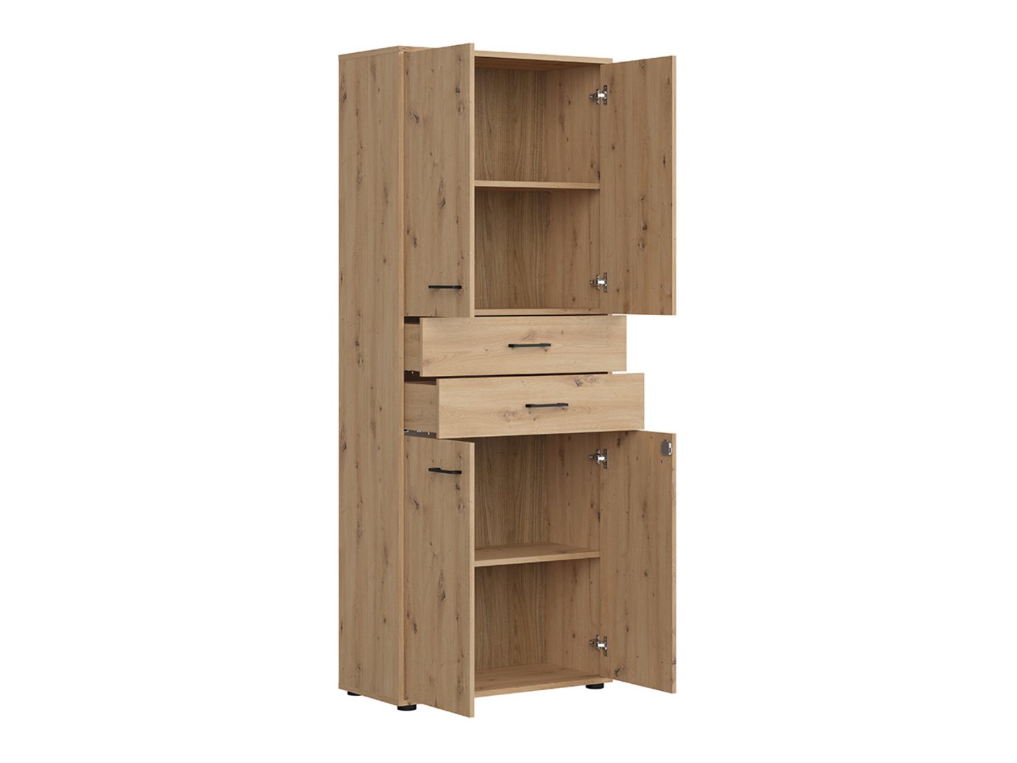 Četru durvju grāmatu skapis ar divām atvilktnēm, aizvērts, SPACE OFFICE, 80 cm, ozolkoka imitācija