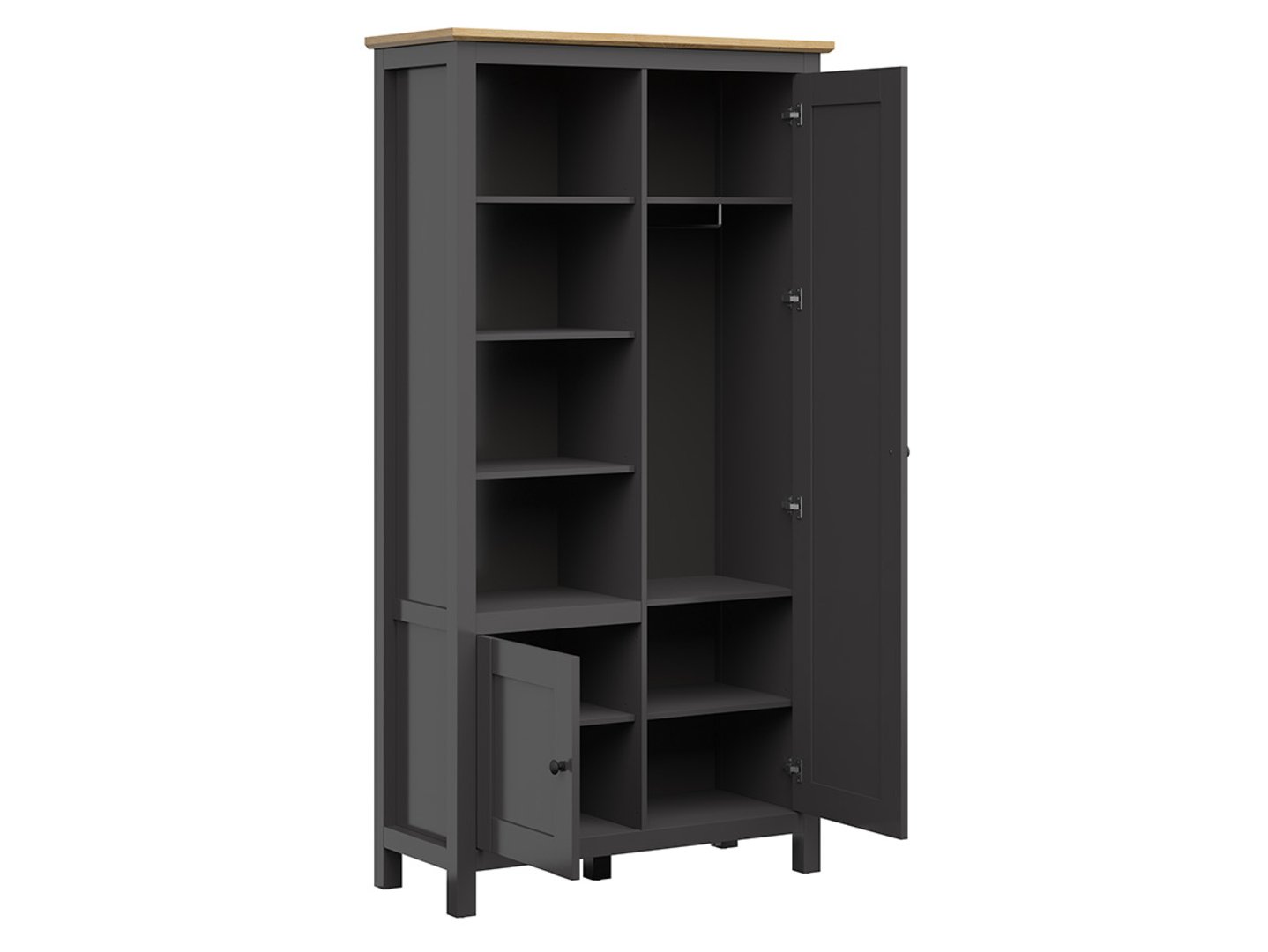 HESEN divdurvju grāmatu plaukts 106 cm grafīta/mākslinieciskais ozols — 3 attēls