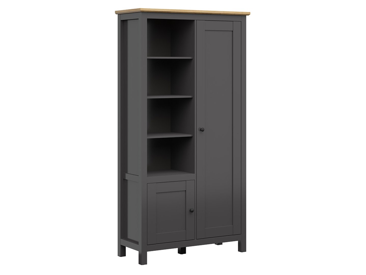 HESEN divdurvju grāmatu plaukts 106 cm grafīta/mākslinieciskais ozols