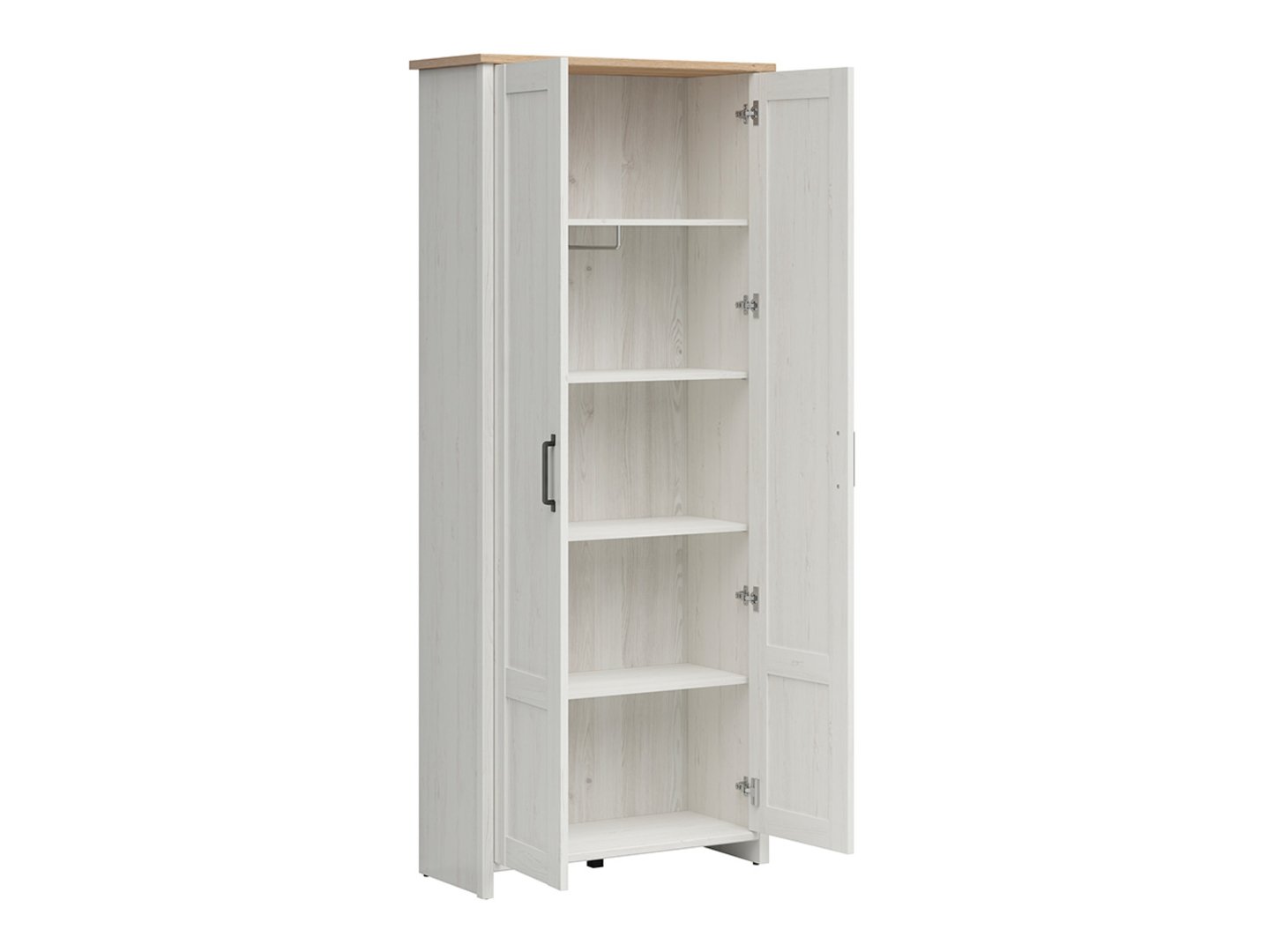 LOKSA divdurvju grāmatu plaukts, 84,5 cm, Andersen priede, balta