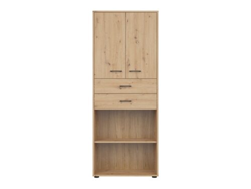 SPACE OFFICE divdurvju grāmatu skapis ar divām atvilktnēm, 80 cm, mākslīgā ozola krāsā