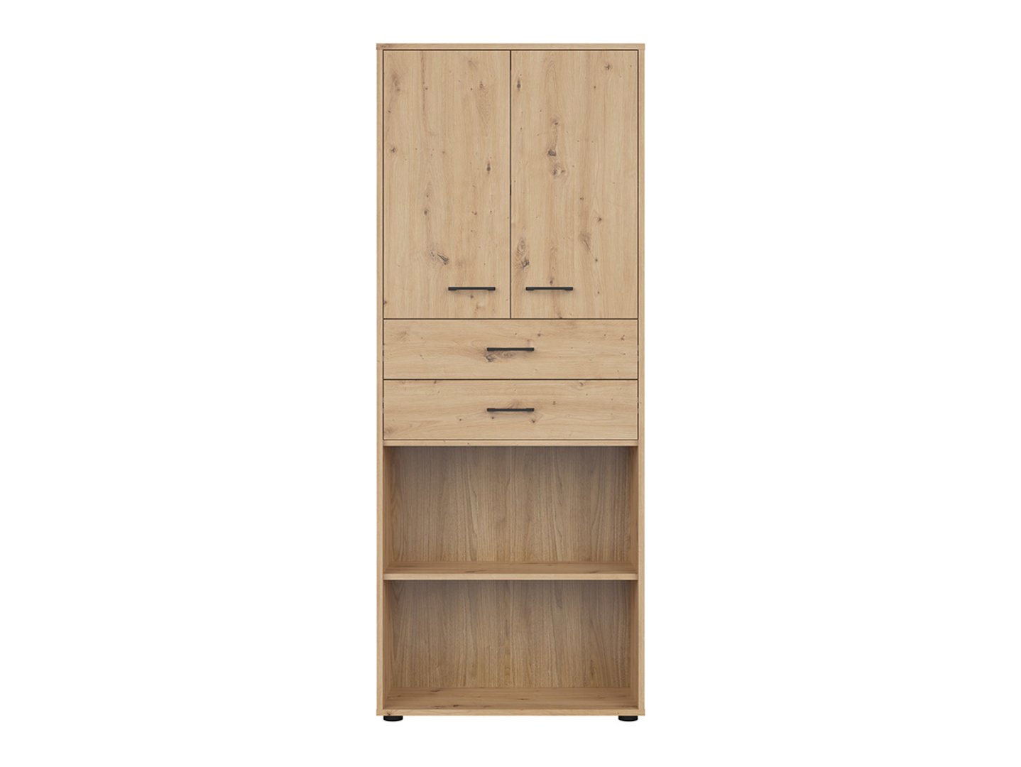 SPACE OFFICE divdurvju grāmatu skapis ar divām atvilktnēm, 80 cm, mākslīgā ozola krāsā