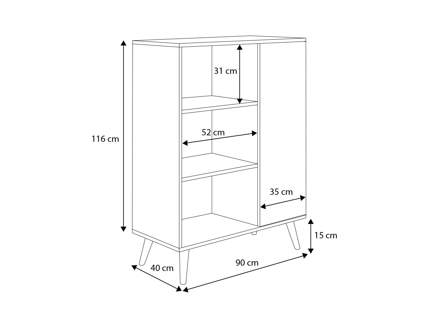 FONZI grāmatu plaukts 90x40 balts/Sonoma ADRK — 3 attēls