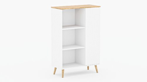 FONZI grāmatu plaukts 90×40 balts/zelta krāsā, ADRK