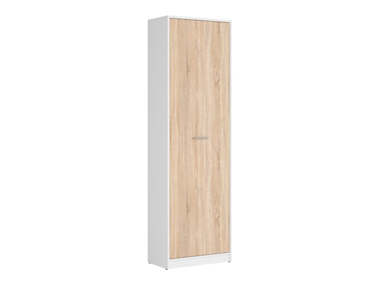 NEPO PLUS grāmatu plaukts ar vienviru durvīm, 60 cm, balts/sonoma ozols
