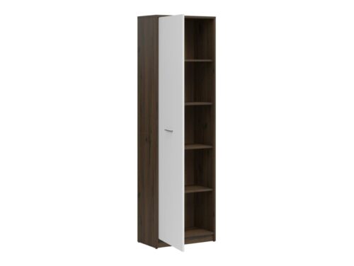 NEPO PLUS grāmatu plaukts ar vienviru durvīm, 60 cm, cēls ozols/balts
