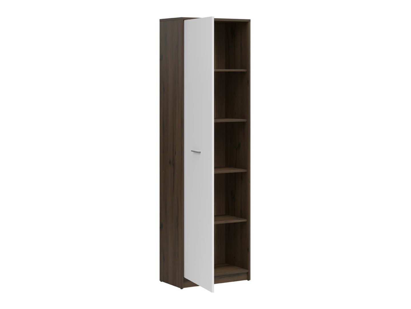 NEPO PLUS grāmatu plaukts ar vienviru durvīm, 60 cm, cēls ozols/balts