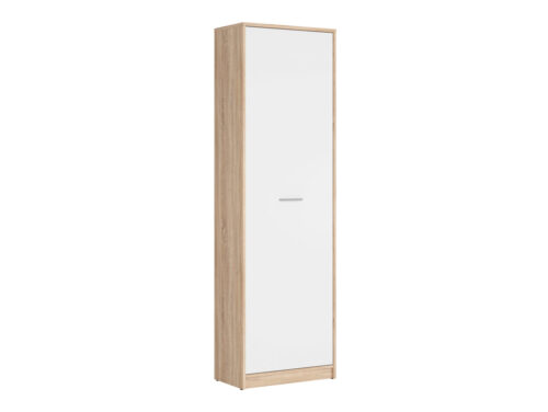 NEPO PLUS grāmatu plaukts ar vienviru durvīm, 60 cm, Sonoma ozols/balts