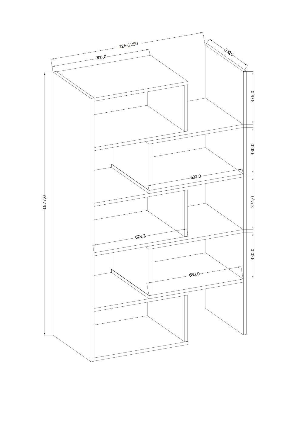 KARMELO Artisan ADRK grāmatu plaukts — 3 attēls