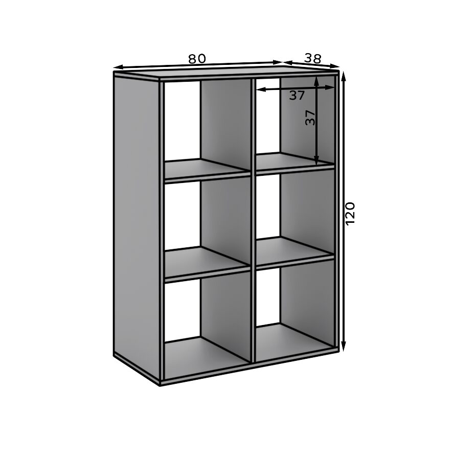 Plaukts "Lenti 2x3", pelēks, ADRK — изображение 4