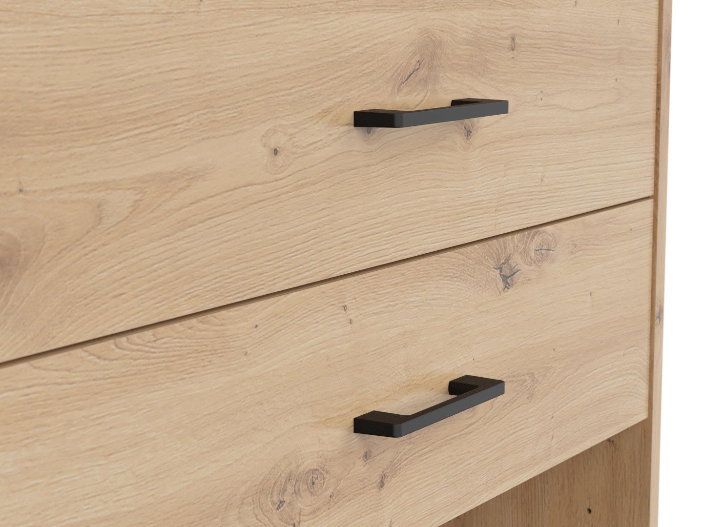 Zems plaukts ar divām atvilktnēm SPACE OFFICE 80 cm, ozolkoka krāsā — 4 attēls
