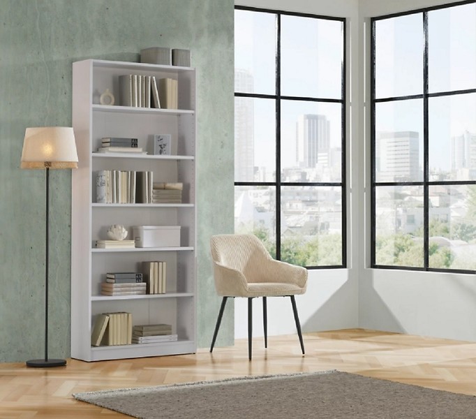 Milly vaļējais plaukts ar 5 plauktiem, 80x199 cm, balts — 2 attēls