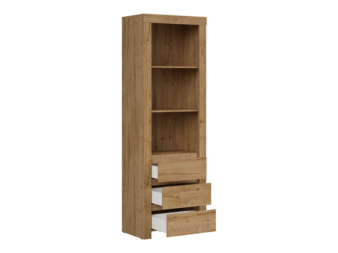 HOLTEN 68 cm Waterford ozolkoka atvērts plaukts ar trim atvilktnēm — изображение 3