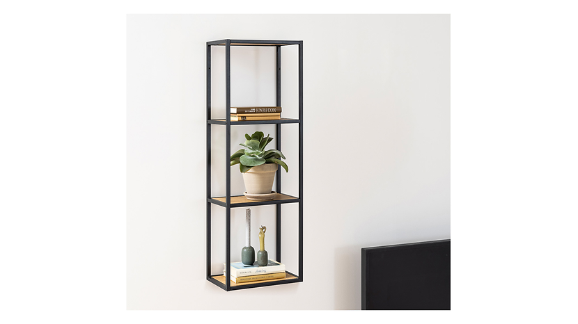Seaford metāla piekaramais plaukts 24x108 cm ar 3 plauktiem, meža ozola krāsā — изображение 2