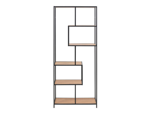 Seaford augstais metāla plaukts 77×185 cm ar 5 plauktiem, meža ozola krāsā
