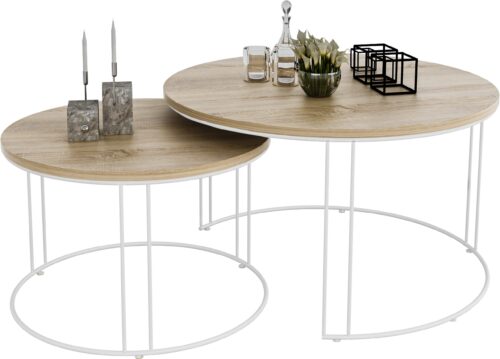 ETTA 2-in-1 kafijas galdiņš, balts/Sonoma, ADRK