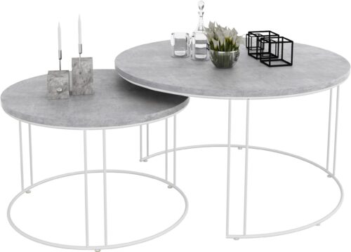 ETTA 2-in-1 kafijas galdiņš, balts/betons, ADRK