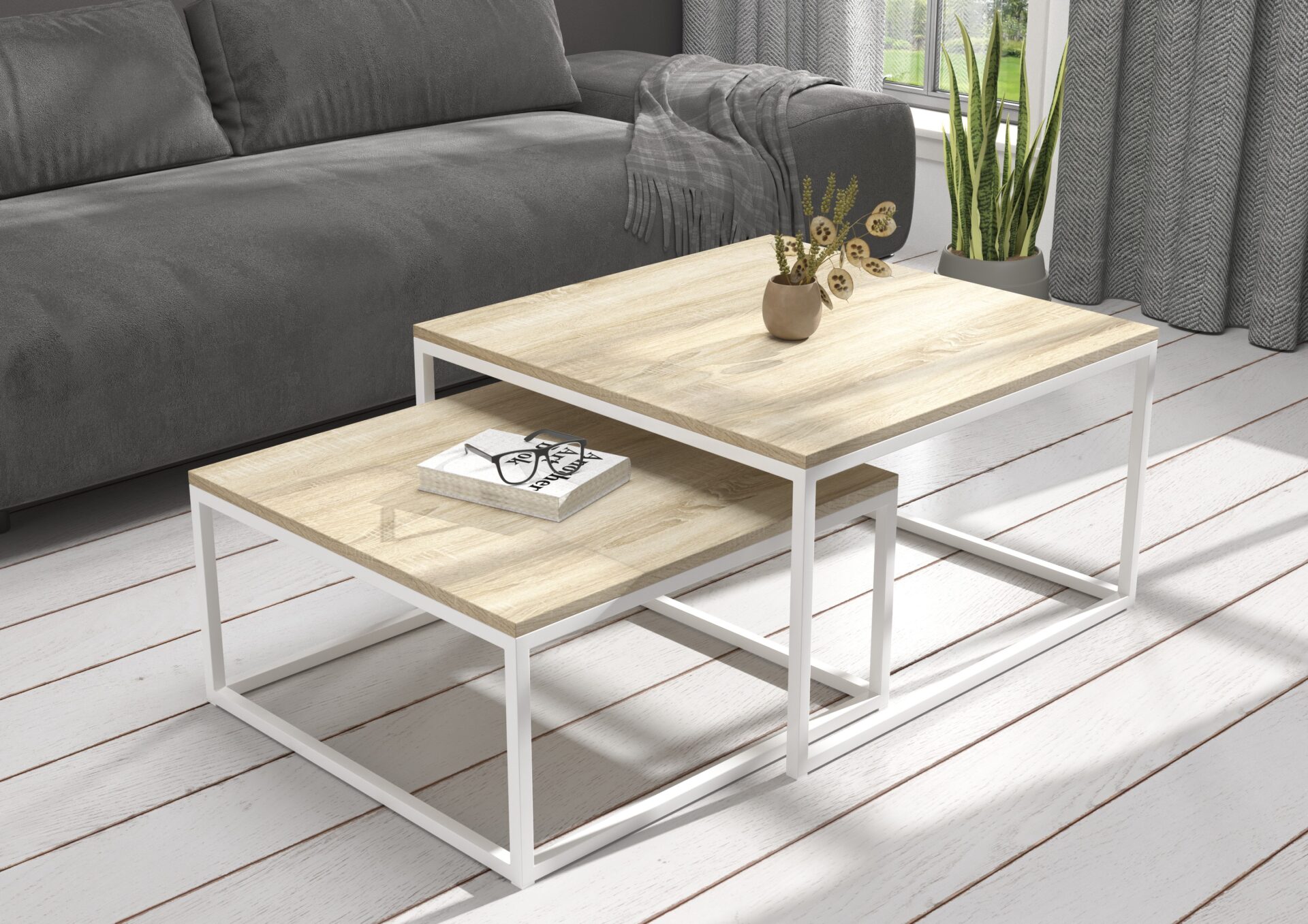 KAMA 2-in-1 kafijas galdiņš, balts/Sonoma, ADRK — изображение 2
