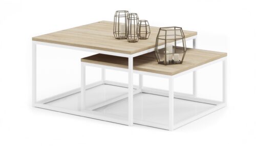KAMA 2-in-1 kafijas galdiņš, balts/Sonoma, ADRK