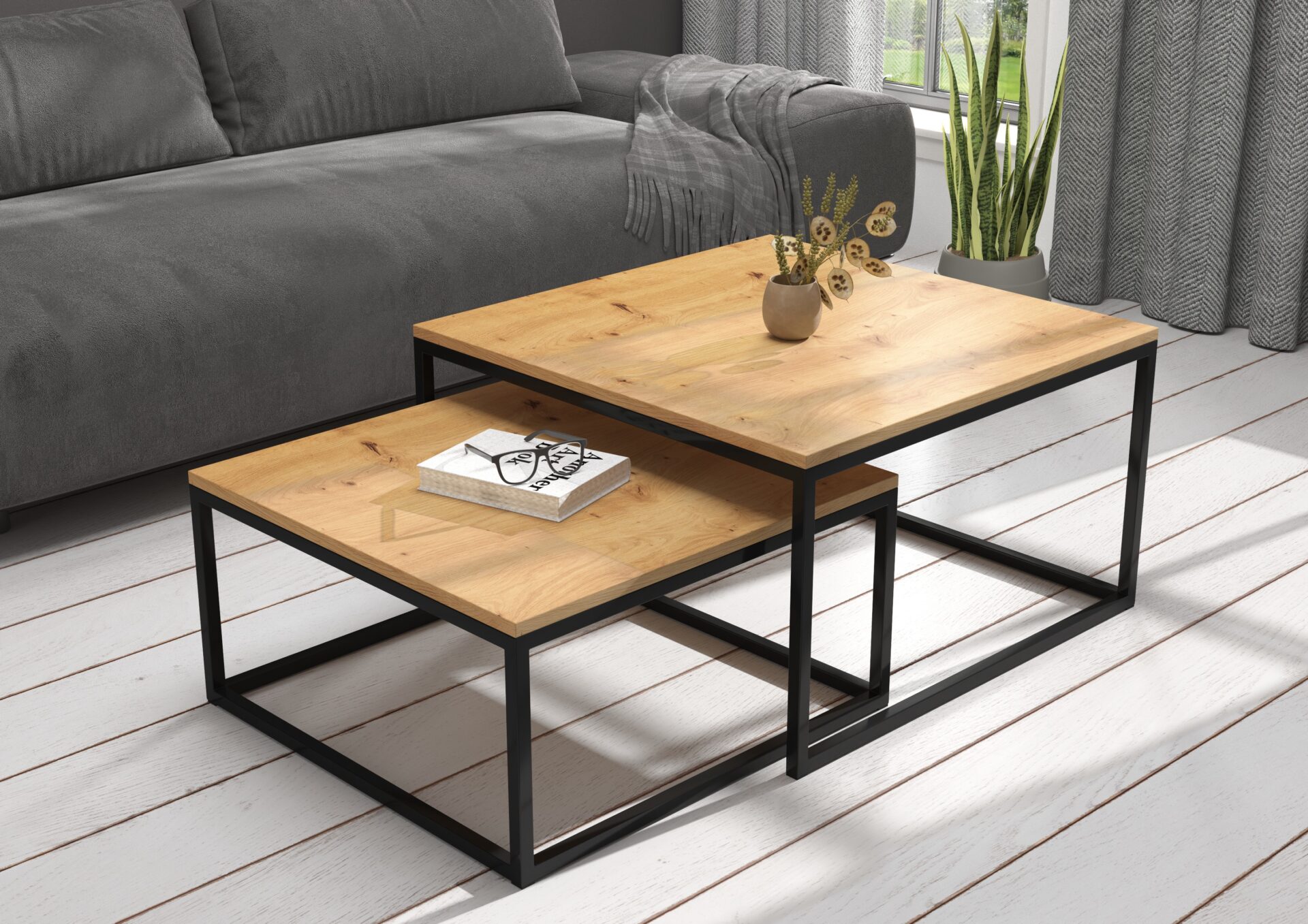 KAMA 2-in-1 kafijas galdiņš, melns/amatniecisks, ADRK — 2 attēls