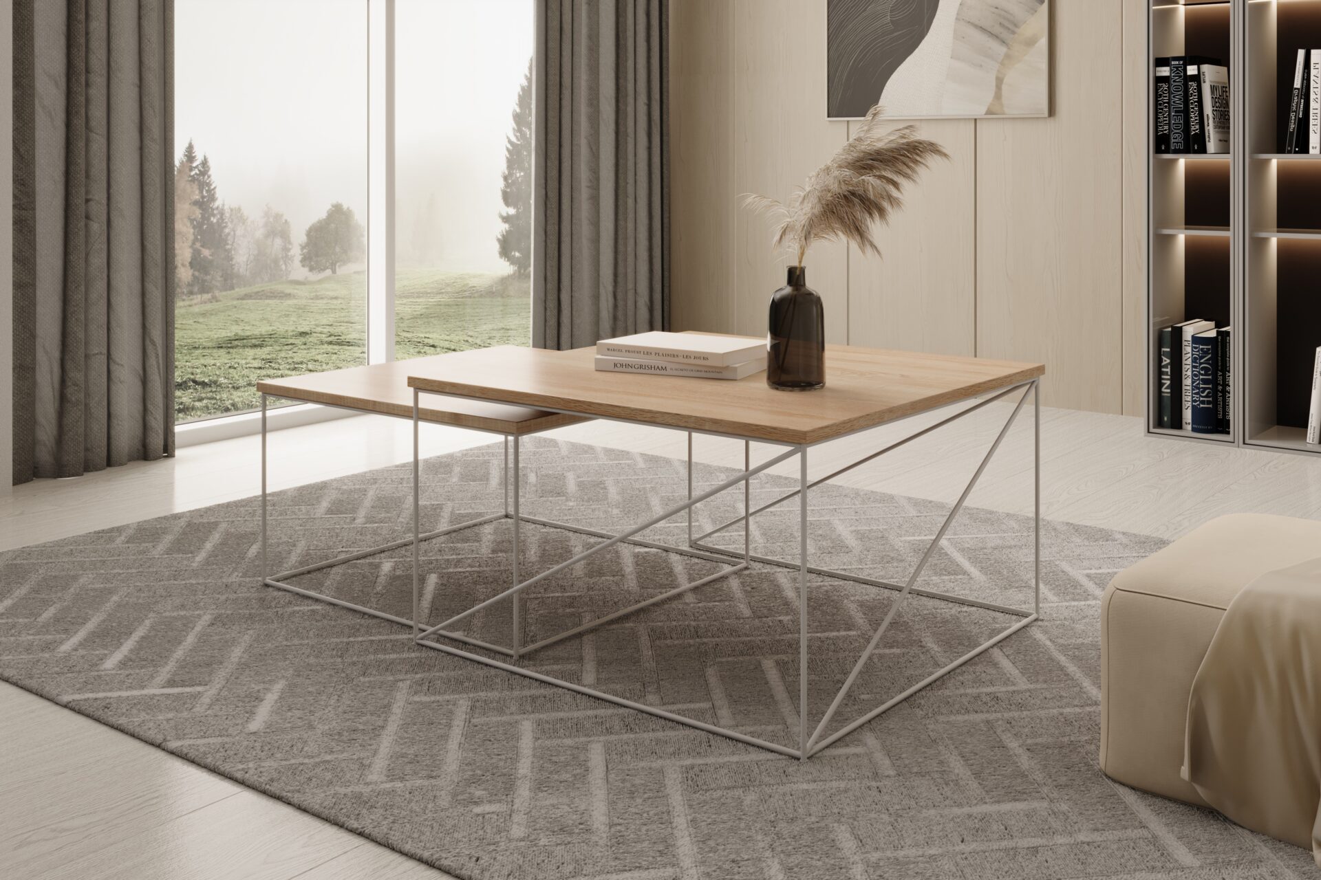Licco 2-in-1 kafijas galdiņš, balts/Sonoma, ADRK — 2 attēls