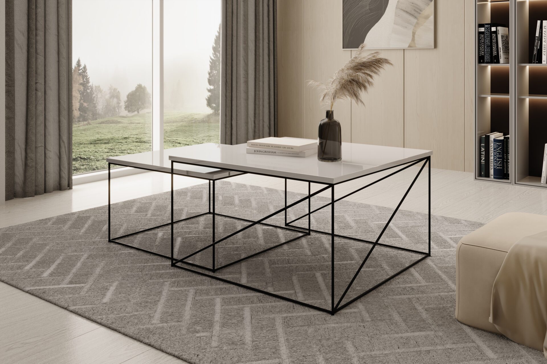 Licco 2-in-1 kafijas galdiņš, melns/balts, spīdīgs, ADRK — 2 attēls