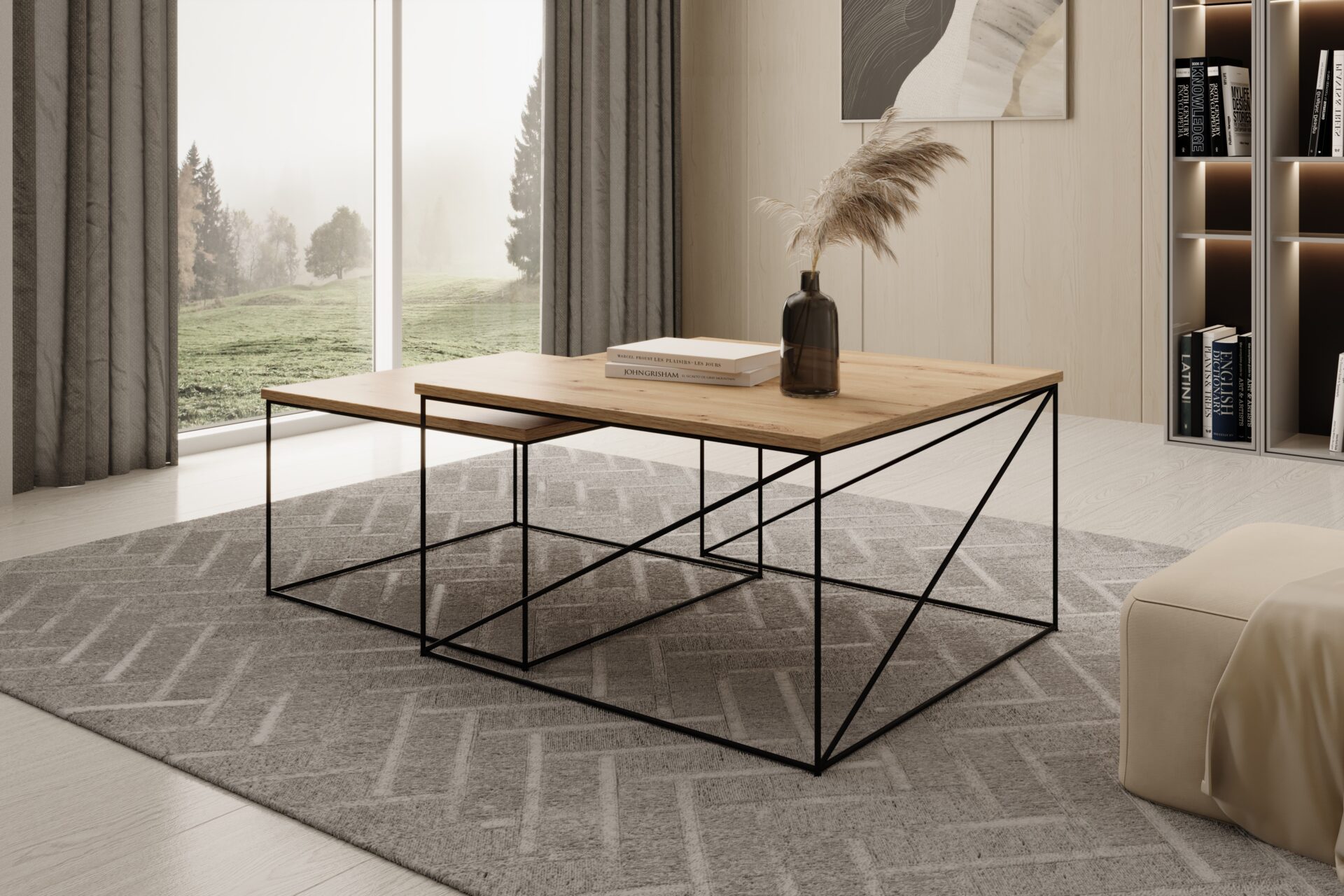 Licco 2-in-1 kafijas galdiņš, melns/amatniecisks, ADRK — 2 attēls