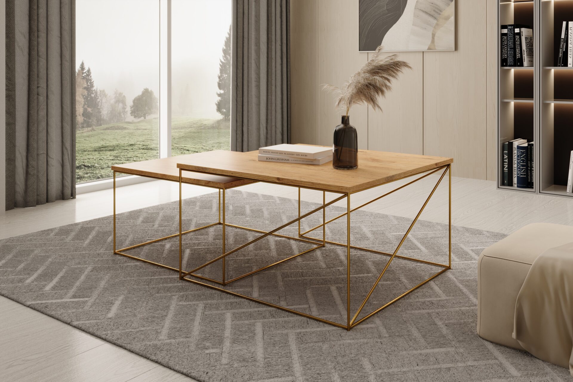 Licco Gold/Lancelot Oak 2-in-1 kafijas galdiņš, ADRK — 2 attēls