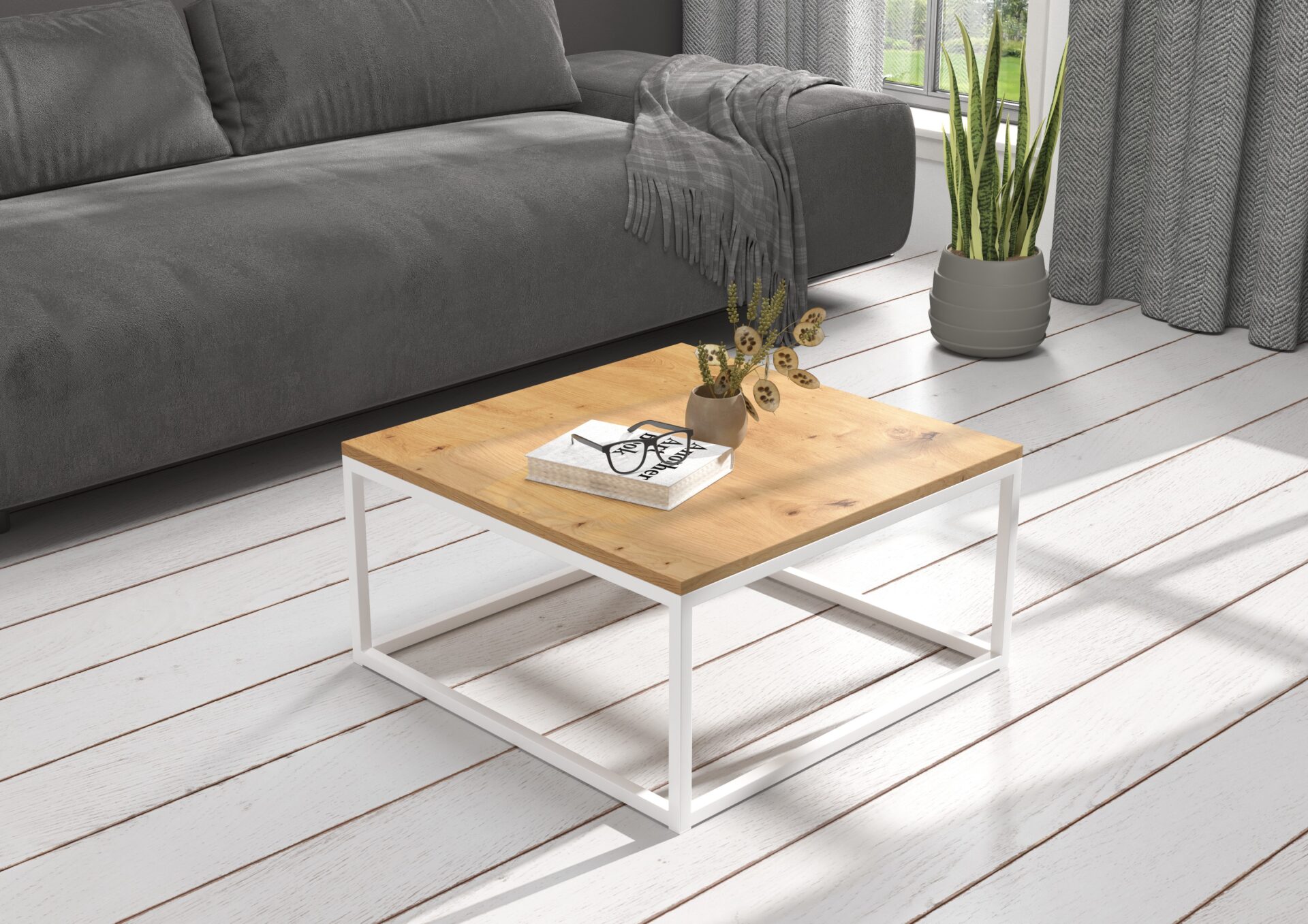 BELTEN Kafijas galdiņš 65x65 Balts/Artisan ADRK — 2 attēls