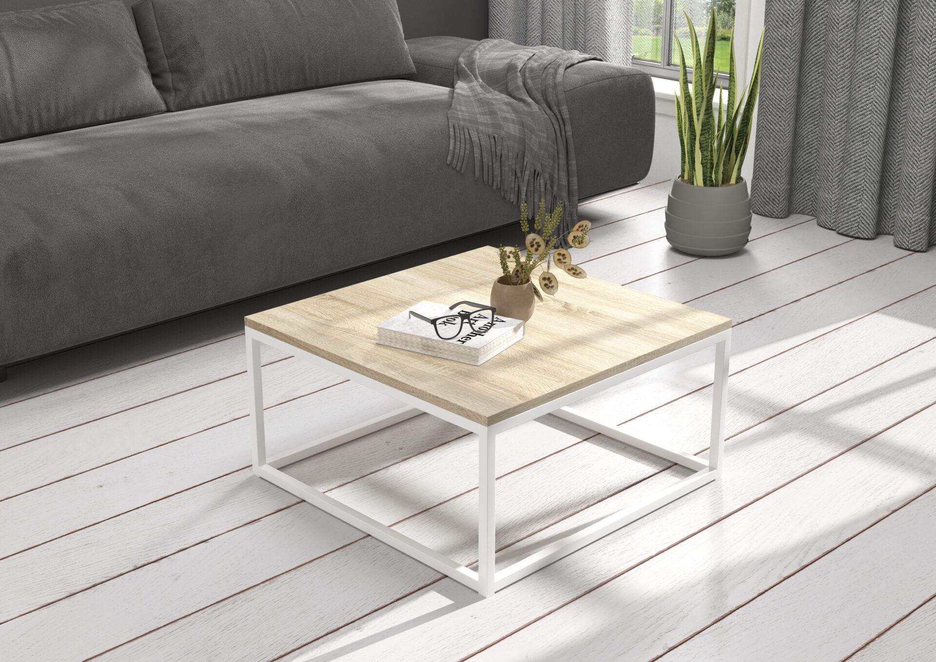Kafijas galdiņš BELTEN 65x65 balts/Sonoma ADRK — 2 attēls