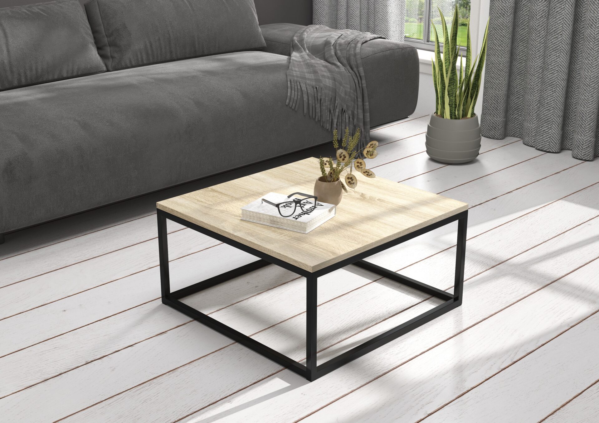Kafijas galdiņš BELTEN 65x65 melns/Sonoma ADRK — 2 attēls
