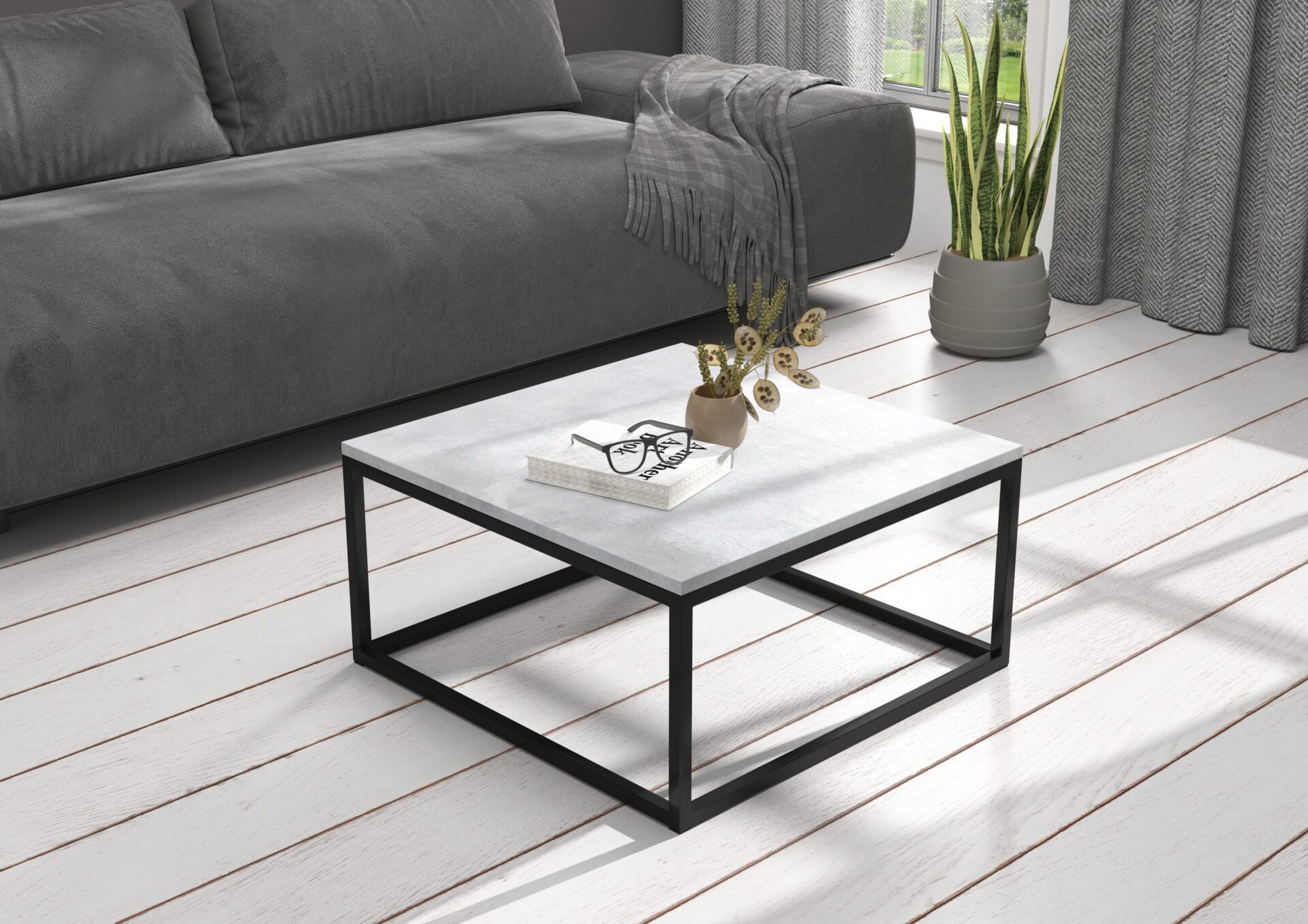 BELTEN kafijas galdiņš 65x65 melns/betons ADRK — изображение 2